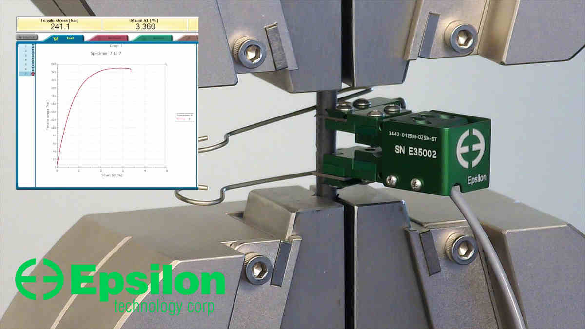 tensile testing of music wire with a low-profile extensometer